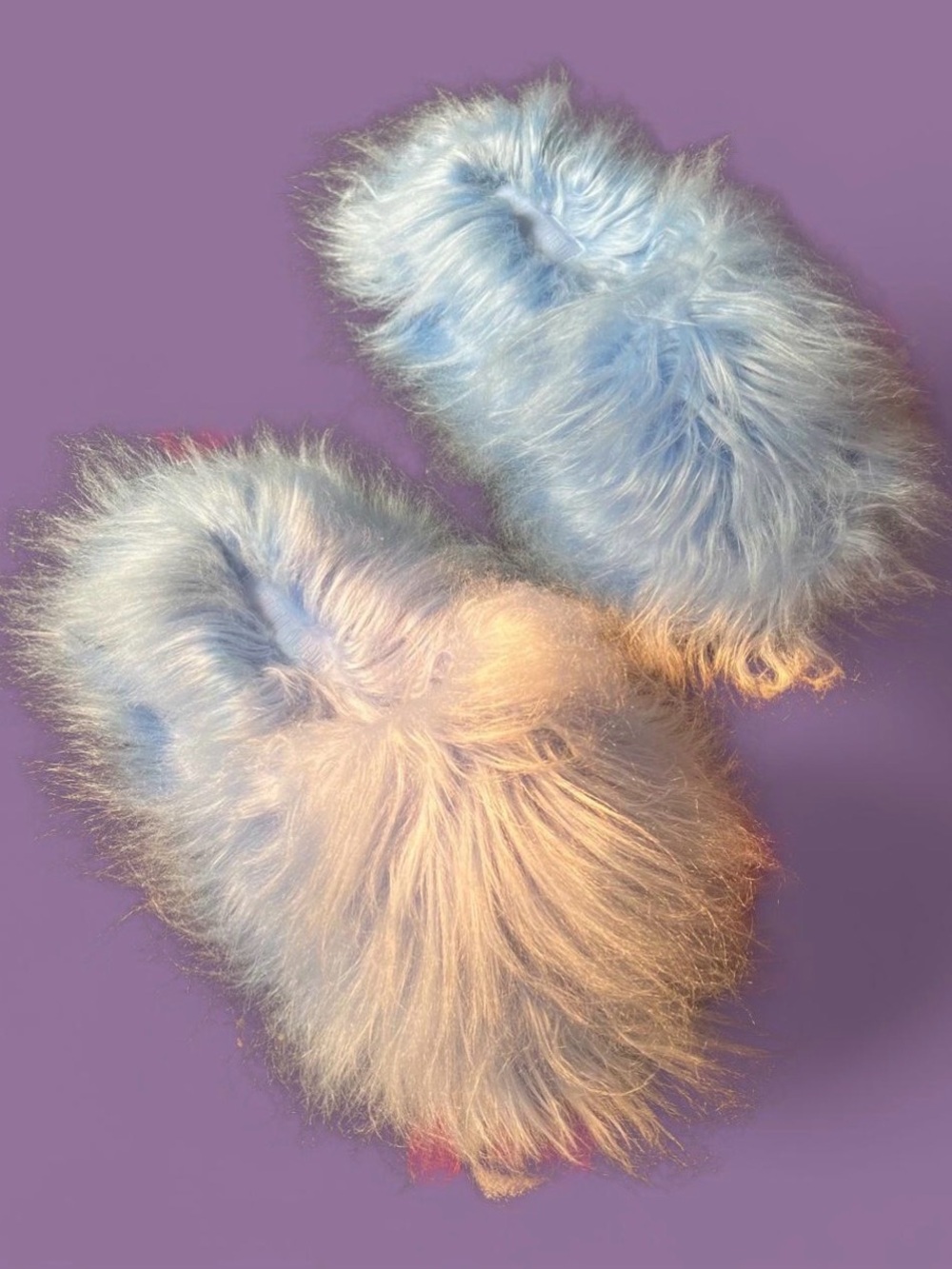 Current Mood x Dolls Kill - Case Of The Grumpies Fuzzy Slides - Blue